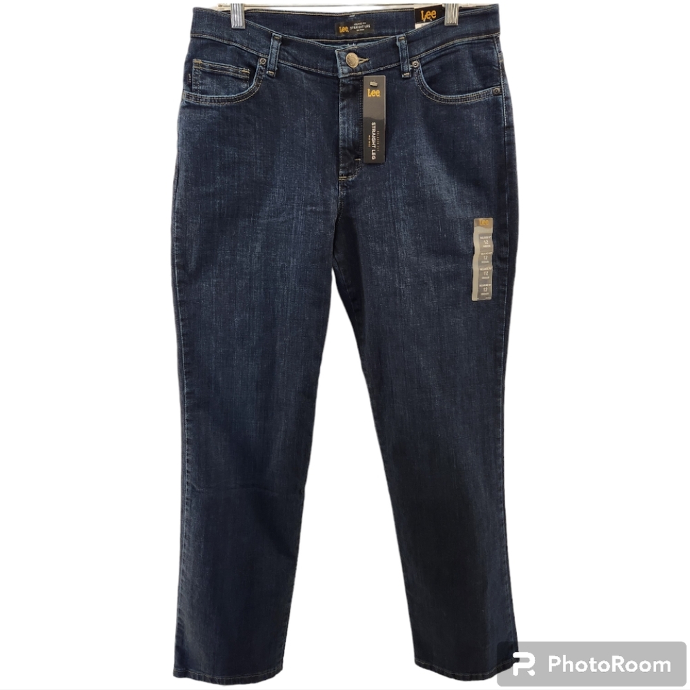 🆕️LEE Womens Relaxed Fit Straight Leg Mid-Rise Jeans - 12 Medium